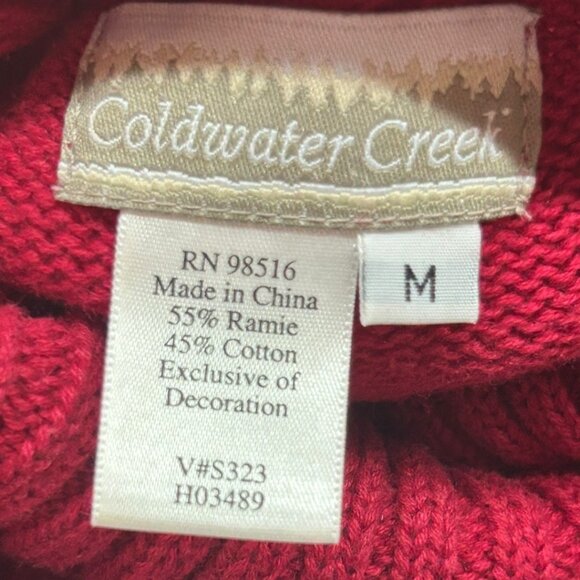 Coldwater Creek Red Knit Winter Christmas Holiday Turtleneck Sweater Size Medium - Picture 4 of 6